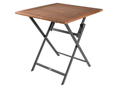 FLORABEST® Table en aluminium avec plateau en bois, pliable