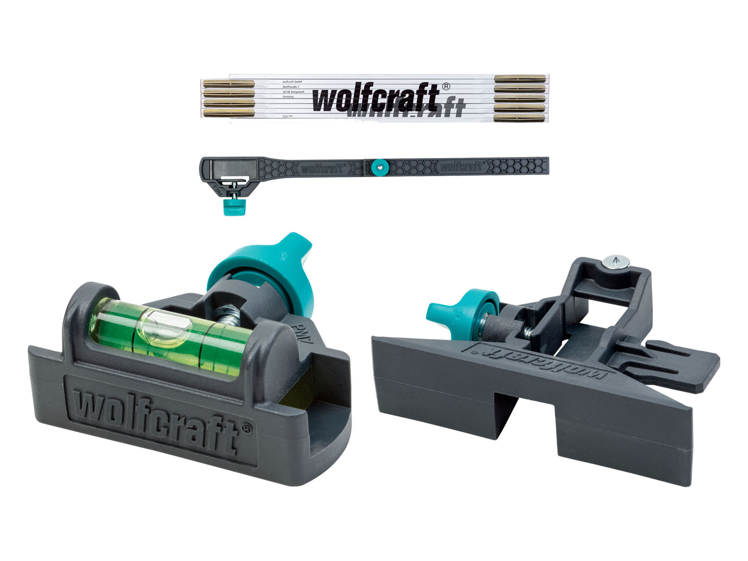 Duimstok aftekenhulp en mini-waterpas Wolfcraft