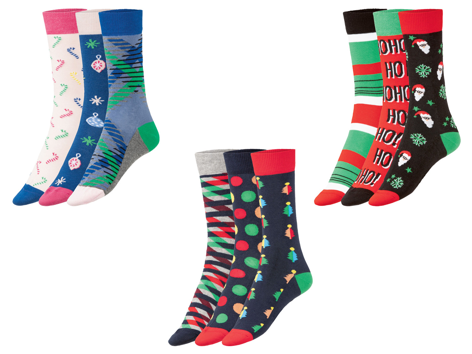 Visser de sneeuw vrije tijd Fun Socks Set van 3 paar sokken van een katoenmix