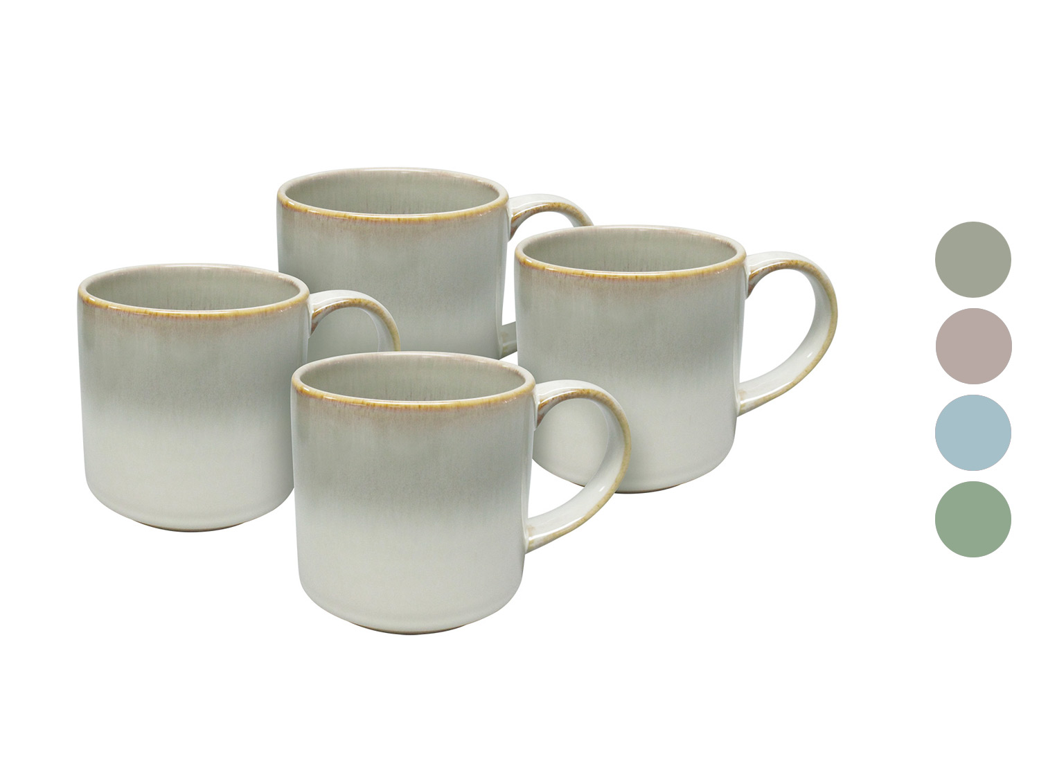 vanWell Koffiemokken, set van 4 stuks van 42 cl in kleur geglazuurd aardewerk