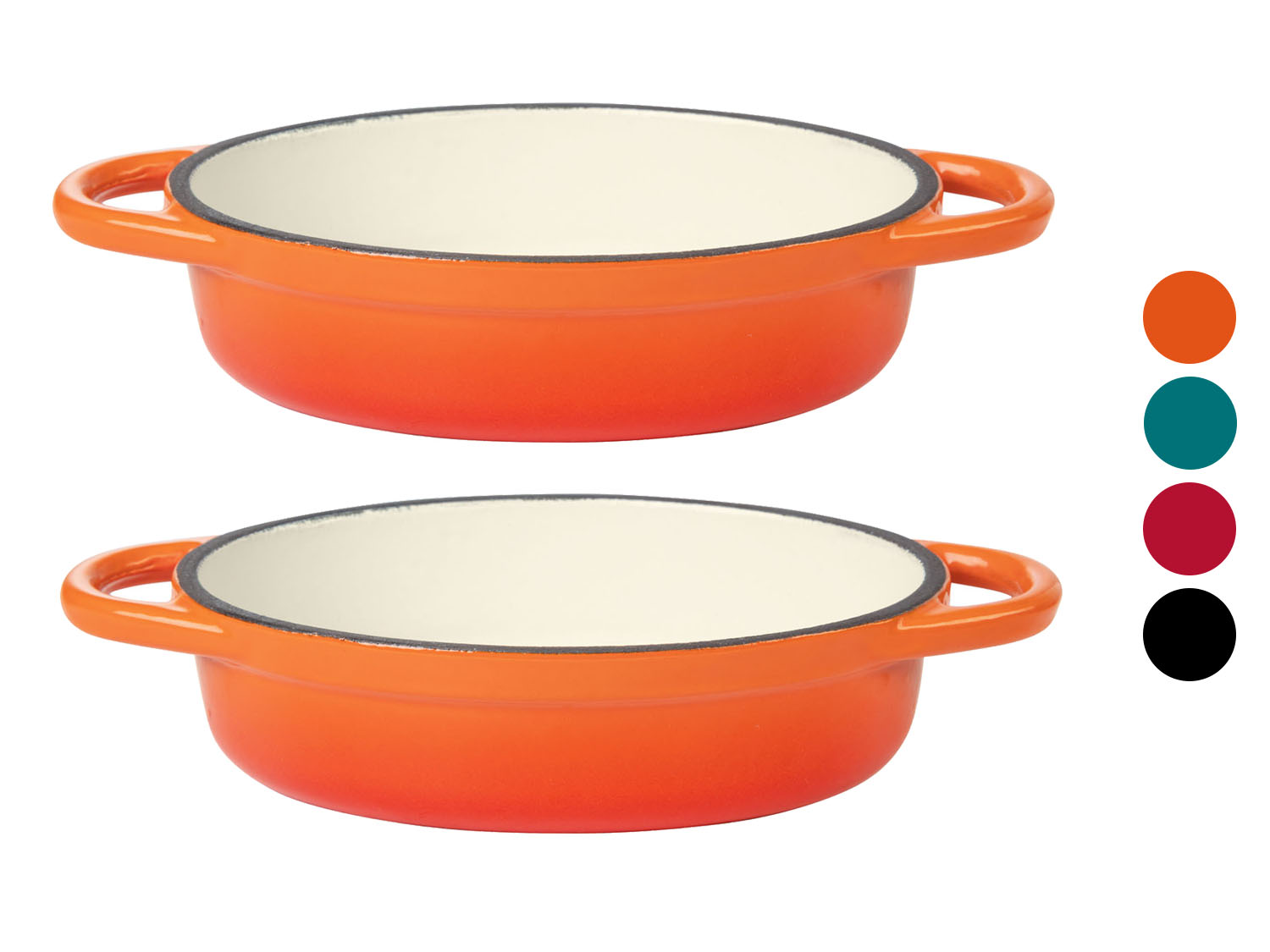 ERNESTO® Set van 2 gietijzeren mini-ovenschotels, 0,26 L