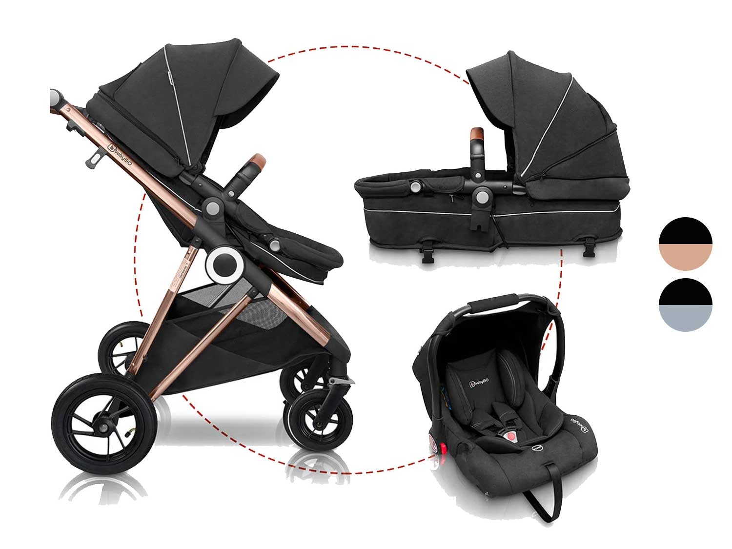 BabyGO 3in1 kinderwagen «Halime AIR Pram»