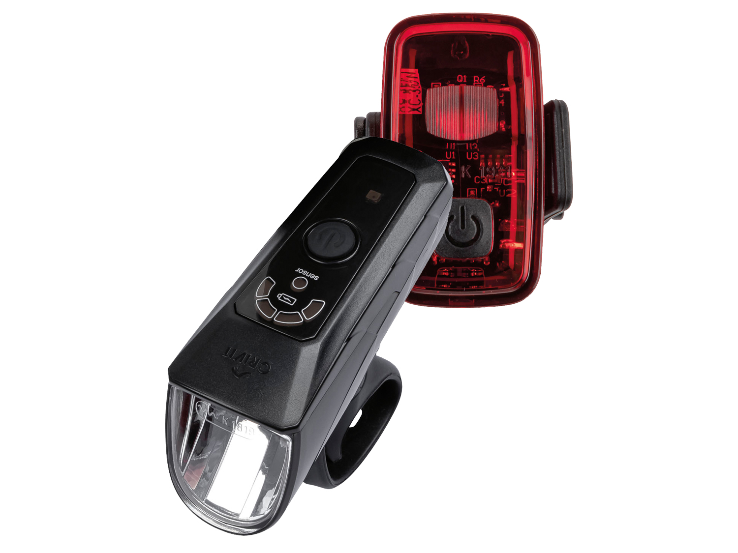 CRIVIT Set ledfietslichten, voor- en achterlicht